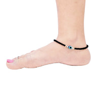 Silver Evil Eye Hearts Couple Anklets